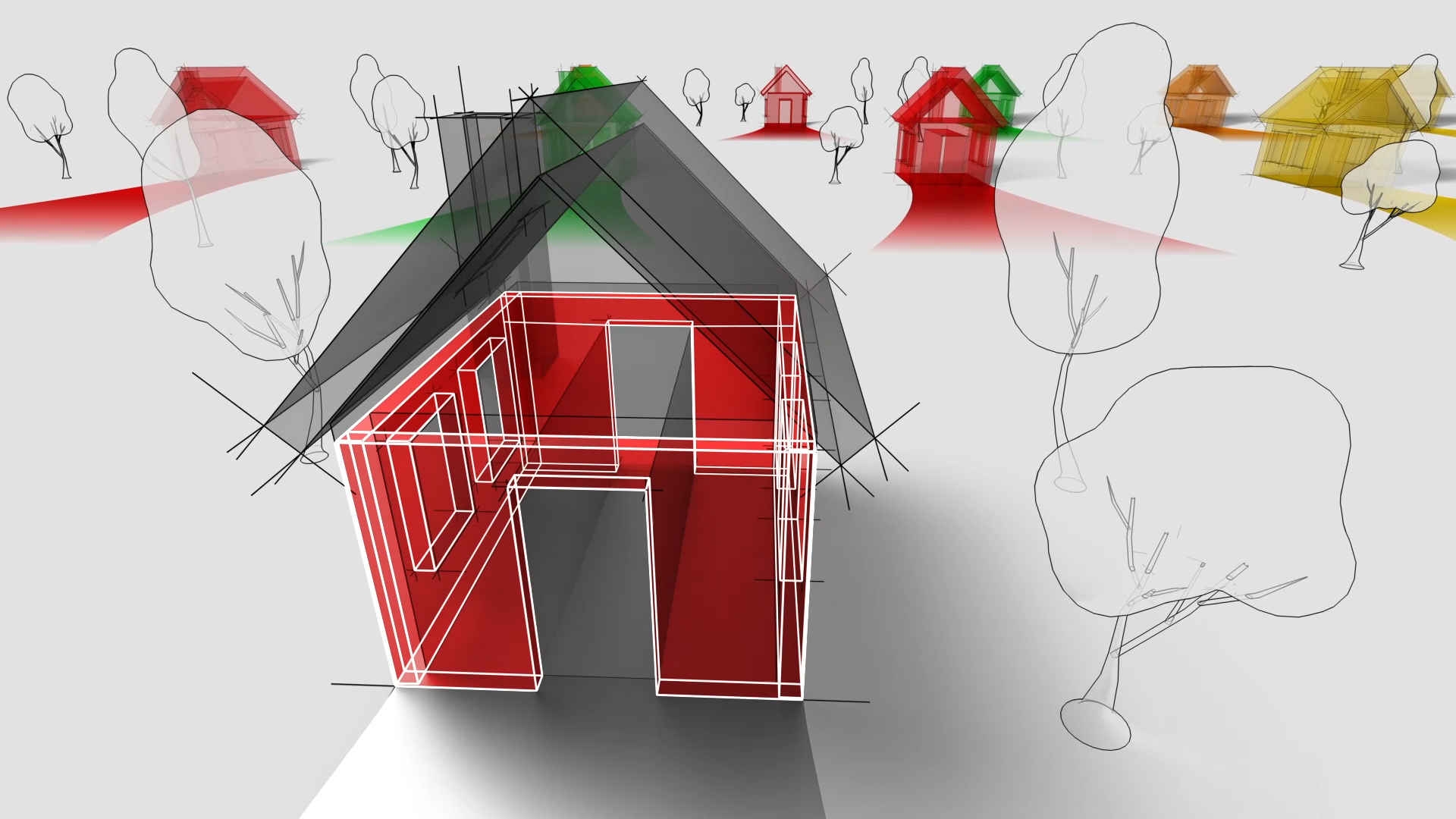 Image of a 3D graphical stylised house showing the type of insulation services provided by Elite Energy Group
