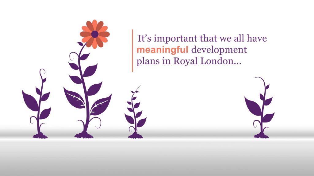 Royal London development planning animation - plants grow to symbolise development and growth within the company